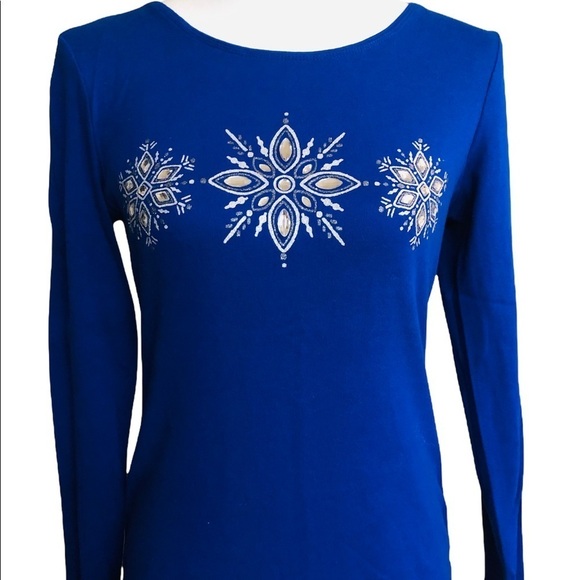 Embellished Snowflake Top by Karen Scott - Picture 1 of 7